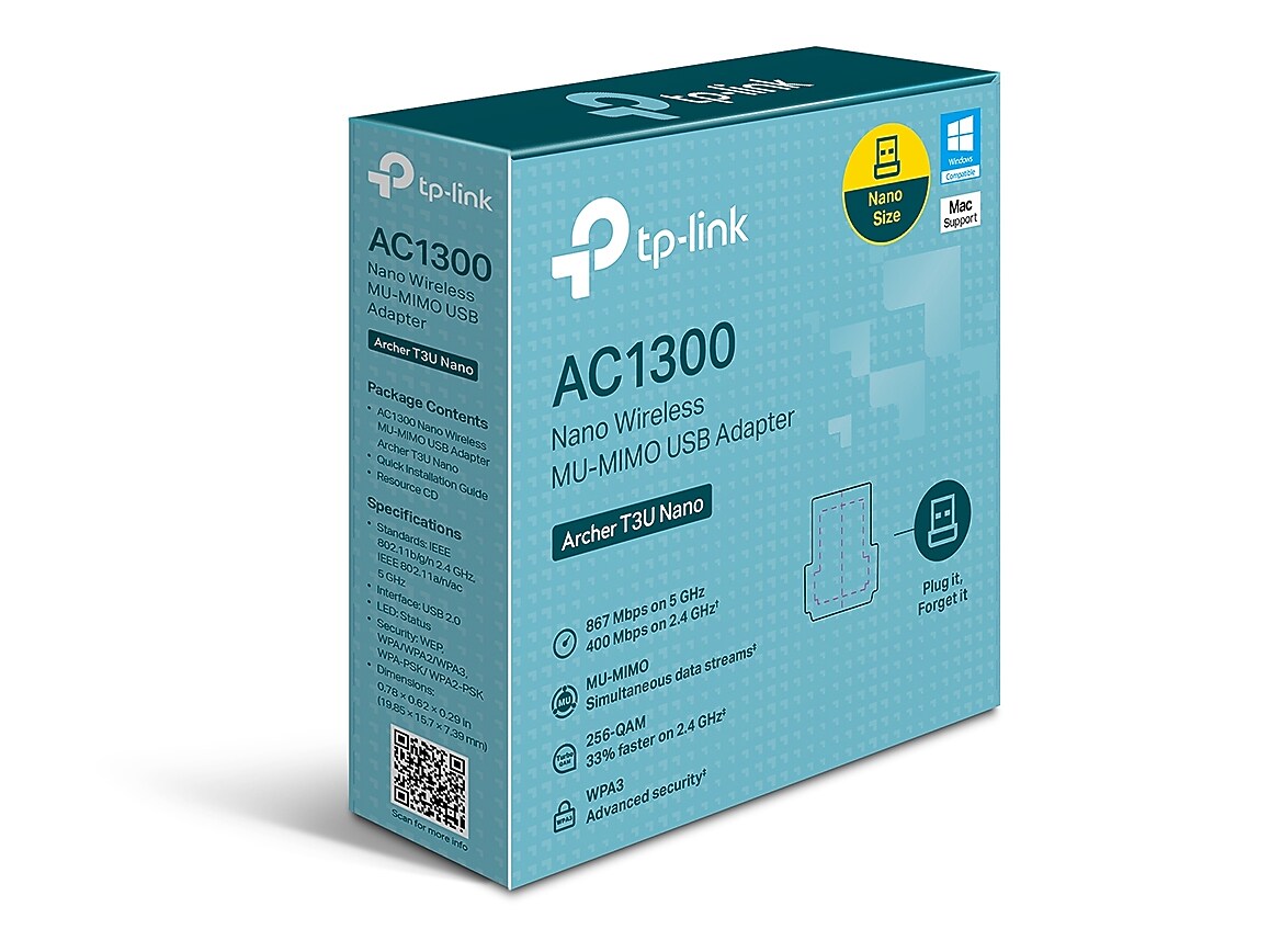 TP-LINK Archer T3U Nano AC 1300Mbps Dual-Band USB Wireless Adapter (ARCHERT3UNANO)
