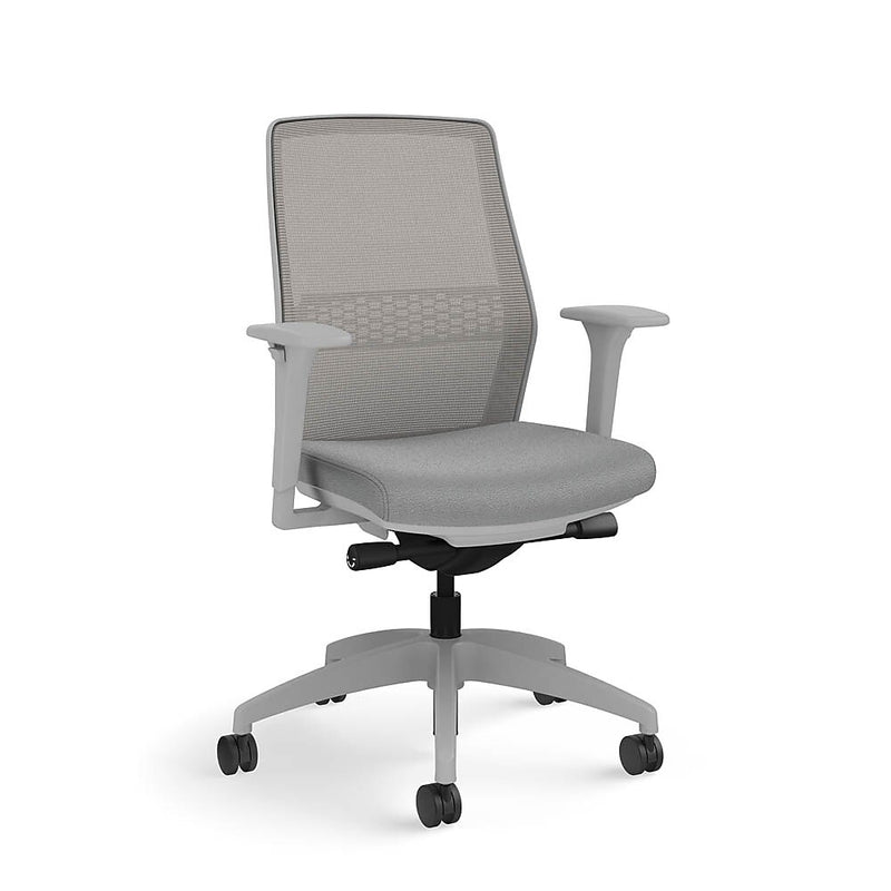 ASAP Allsteel Lyric Upholstered Seat/Mesh Back Work Chair, Frost/Platinum, 2D Adjustable Arms (CSW-MHHNO.T.T.LT.2.H.AM23.CU22.N)