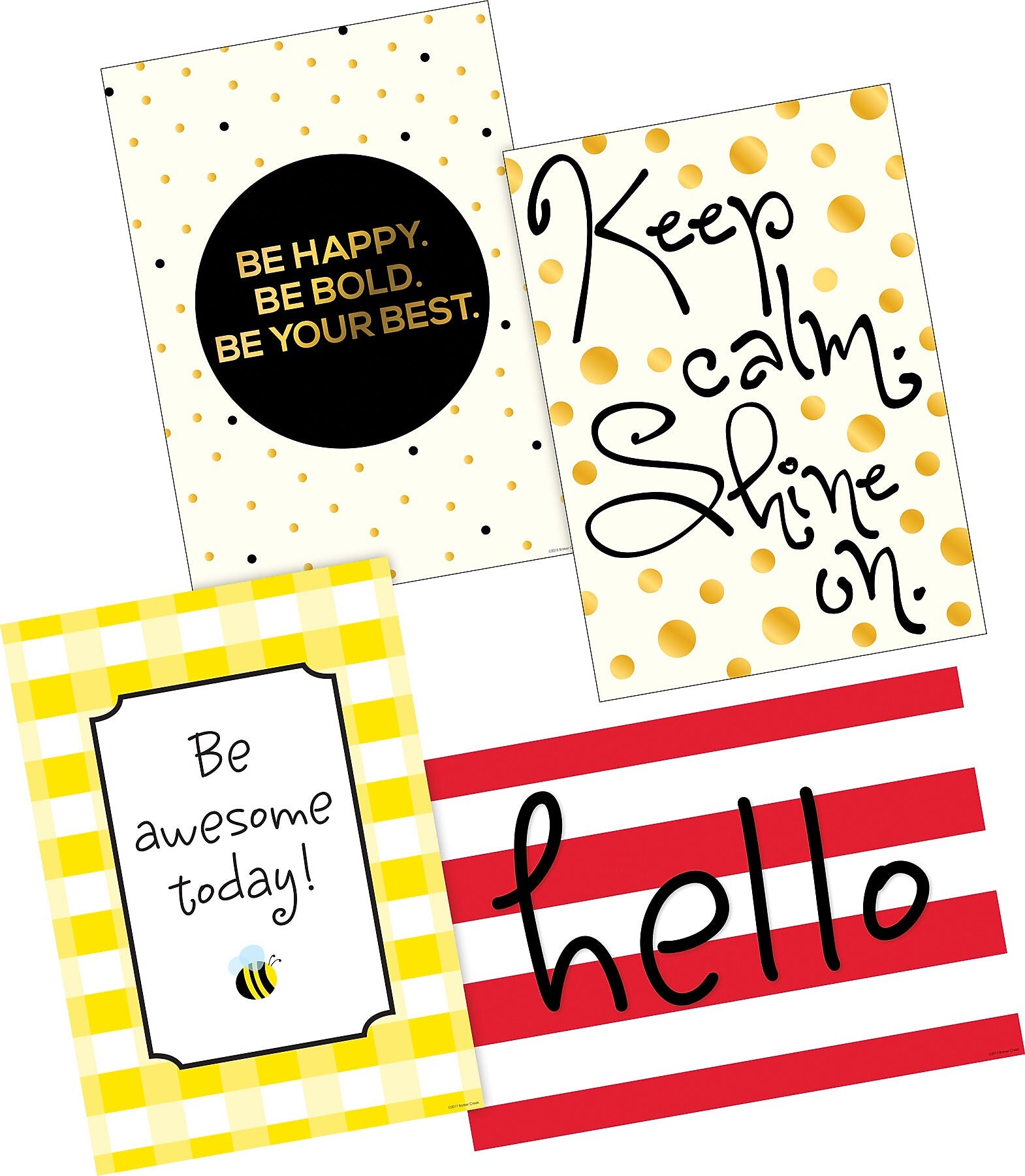 Barker Creek Hello! You're Awesome & Shine on! Posters, 4/Set (BC3604)