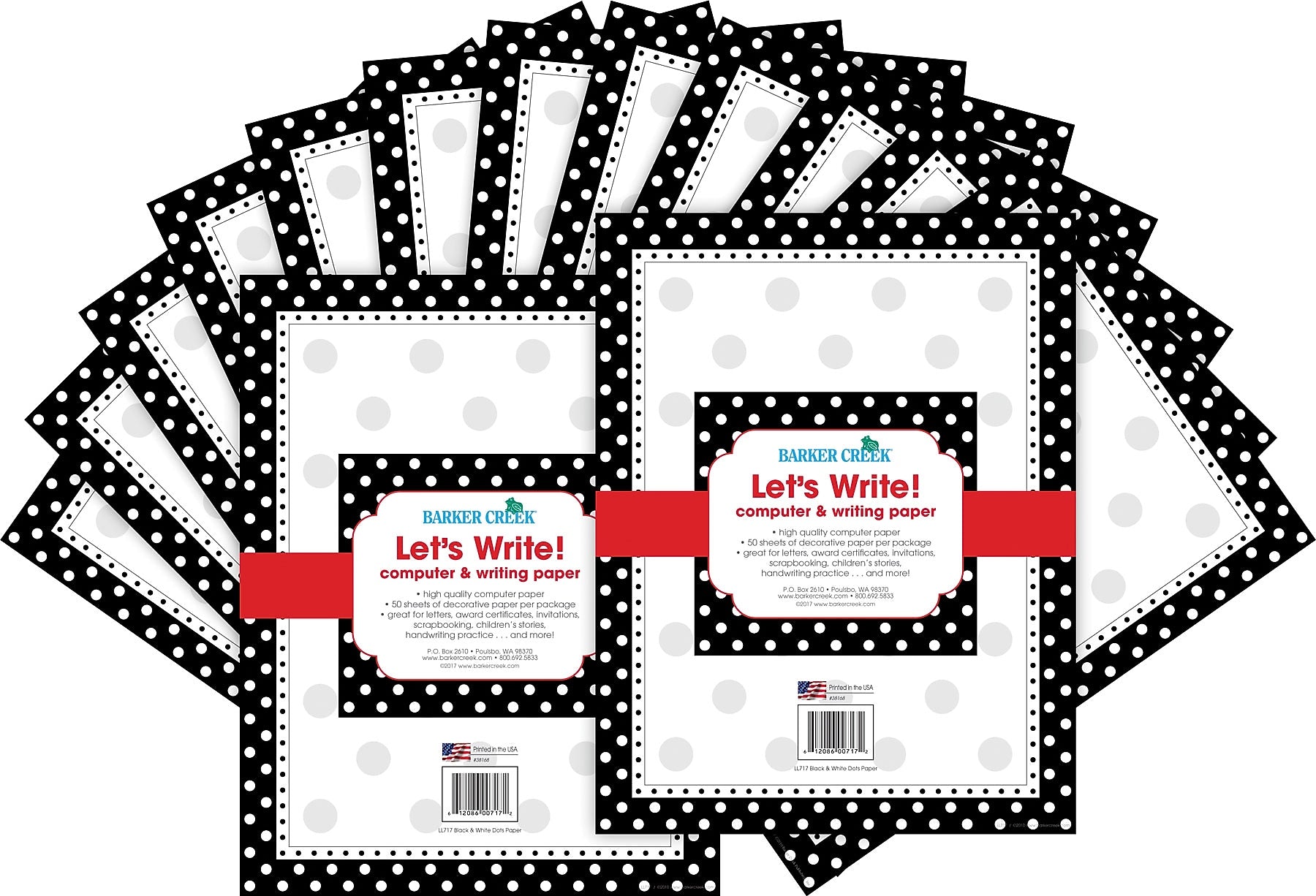 Barker Creek Dots Computer Paper, 8.5" x 11", 60 lbs., Black/White, 100 Sheets/Pack (BC3609)
