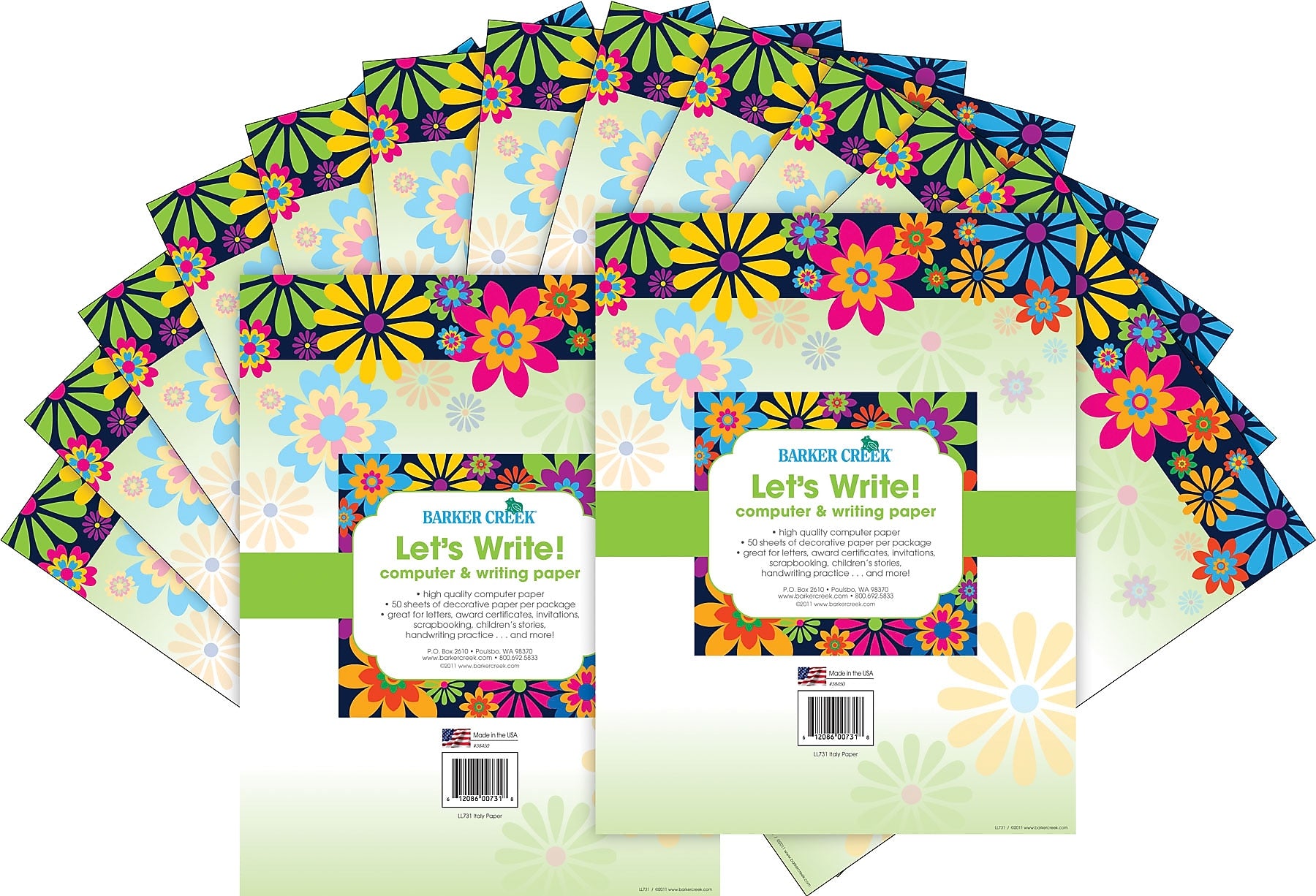 Barker Creek Italy Computer Paper, 8.5" x 11", 60 lbs., Multicolored, 100 Sheets/Pack (BC3618)