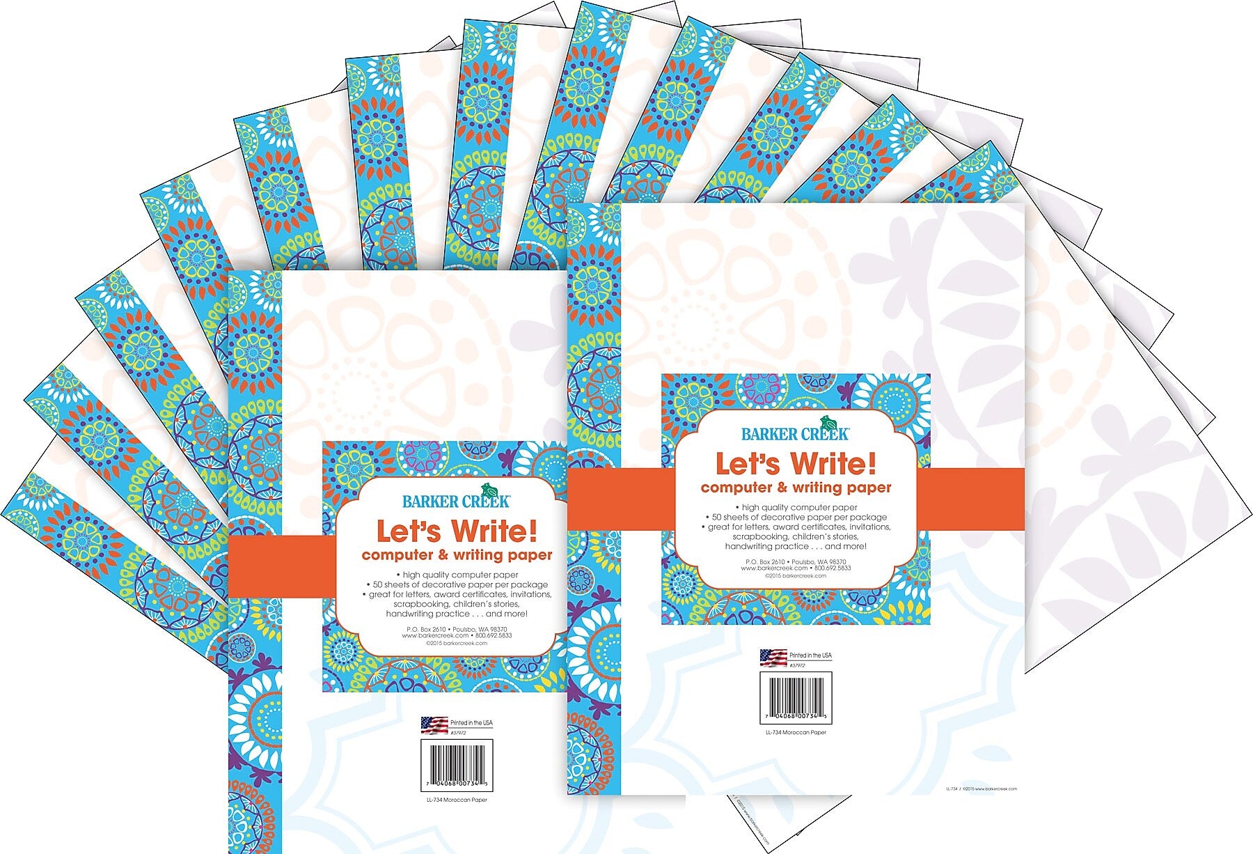 Barker Creek Moroccan Computer Paper, 8.5" x 11", 60 lbs., Multicolored, 100 Sheets/Pack (BC3619)