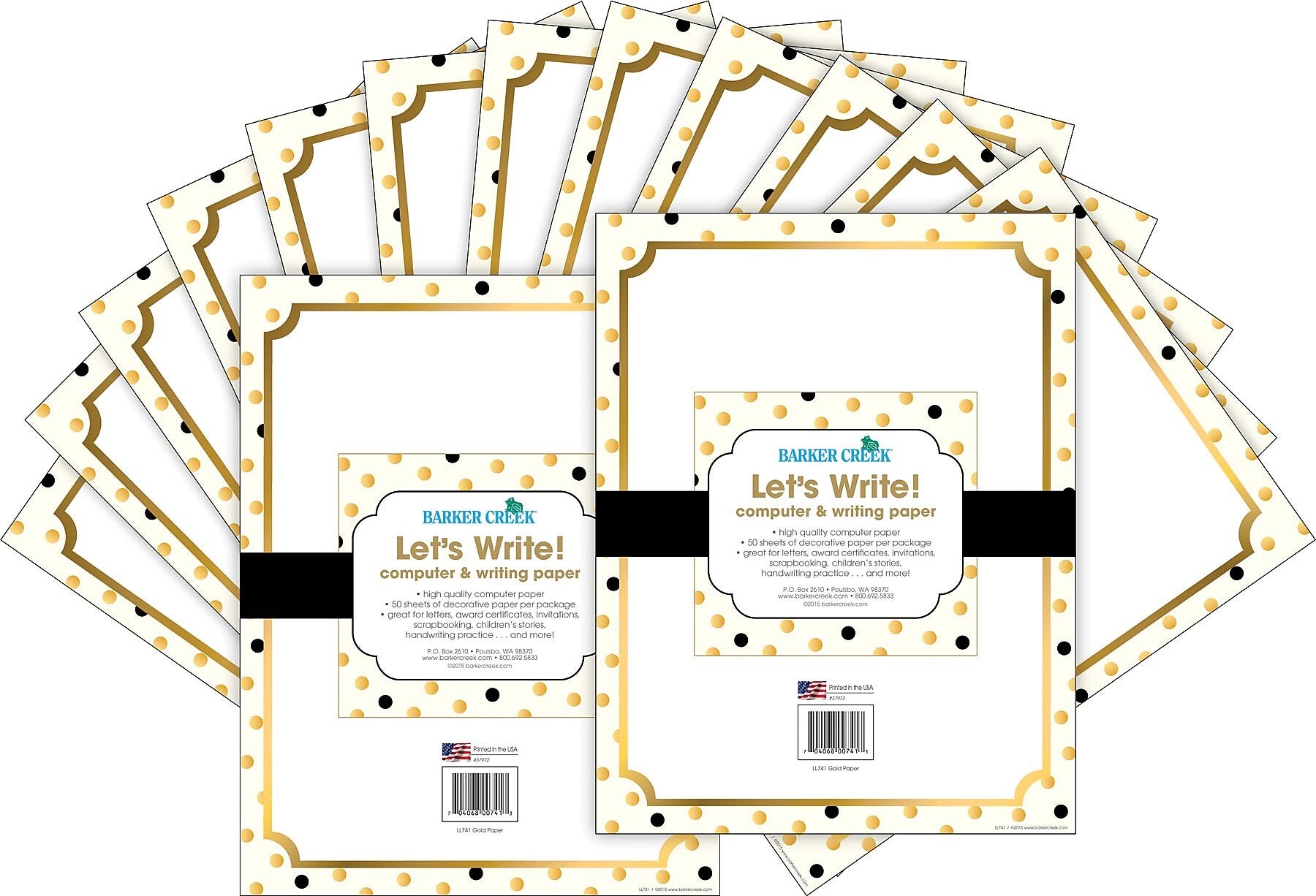Barker Creek Gold Computer Paper, 8.5" x 11", 60 lbs., Multicolored, 100 Sheets/Pack (BC3624)