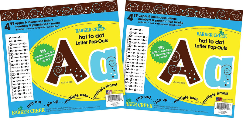 Barker Creek Dots  4" Letters and Numbers, Multicolored, 510/Pack (BC3633)