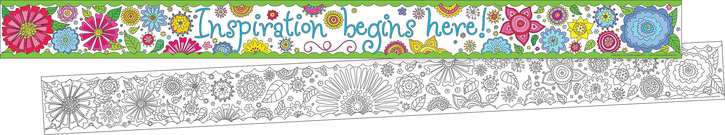 Barker Creek Double-Sided Border with Quote, 35" x 3", Color Me! In My Garden, 24/Pack (BC3659)