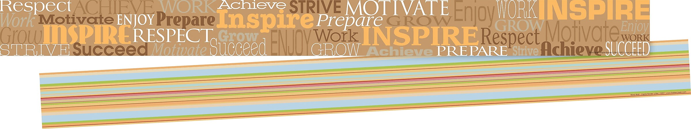 Barker Creek Double-Sided Border with Motivational Words, 35" x 3", Word Wall Inspire, 24/Pack (BC3675)