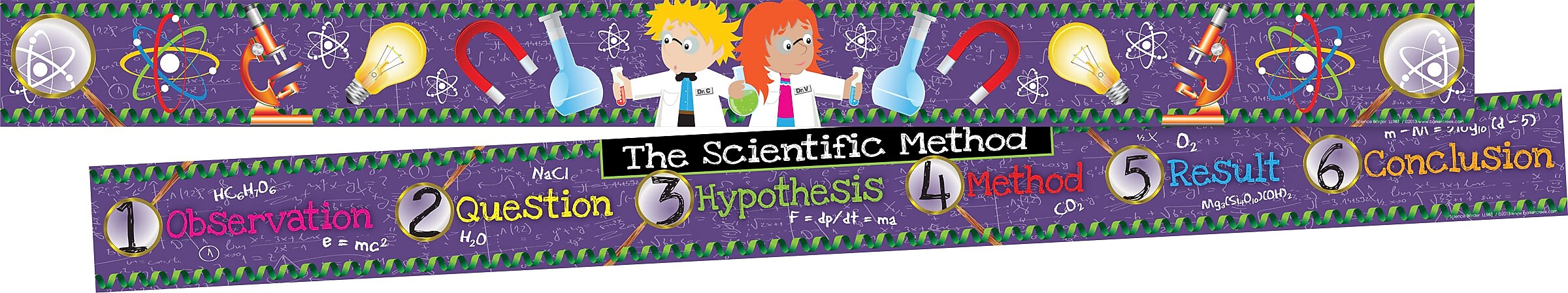 Barker Creek Double-Sided Border with Scientific Method, 35" x 3", Science, 24/Pack (BC3689)