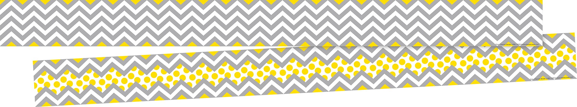 Barker Creek Double-Sided Border, 35" x 3", Gray & Yellow Chevron, 24/Pack (BC3691)