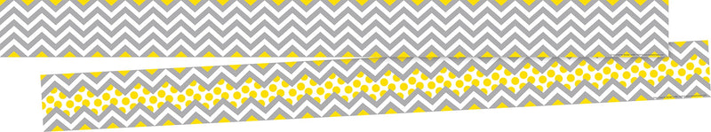 Barker Creek Double-Sided Border, 35" x 3", Gray & Yellow Chevron, 24/Pack (BC3691)