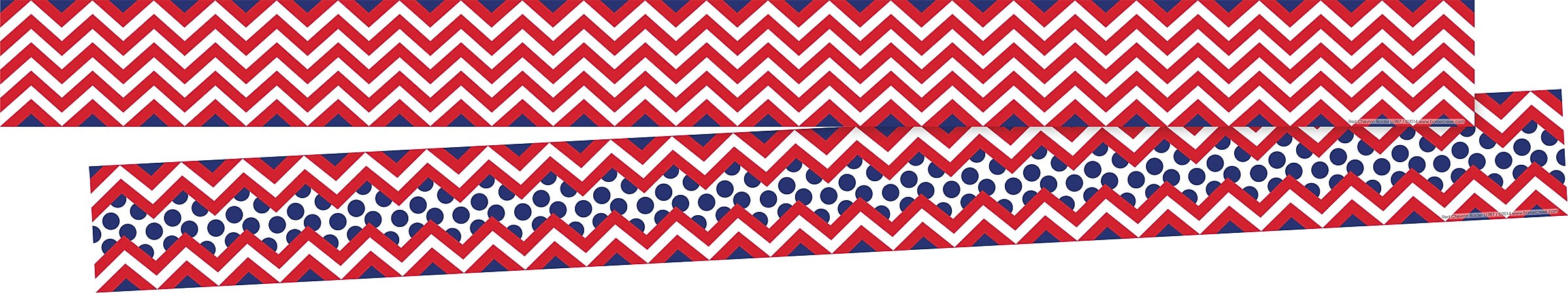 Barker Creek Double-Sided Border, 35" x 3", Red & Navy Chevron, 24/Pack (BC3693)