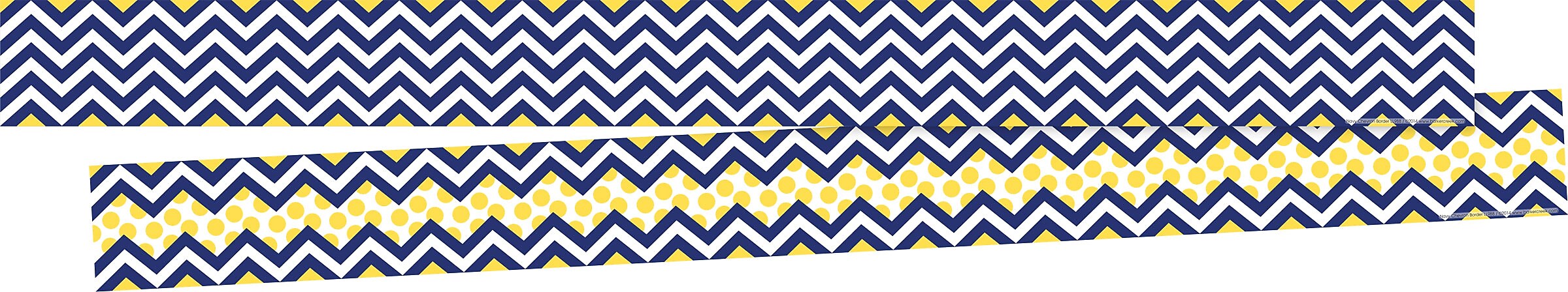 Barker Creek Double-Sided Border, 35" x 3", Navy & Yellow Chevron, 24/Pack (BC3694)