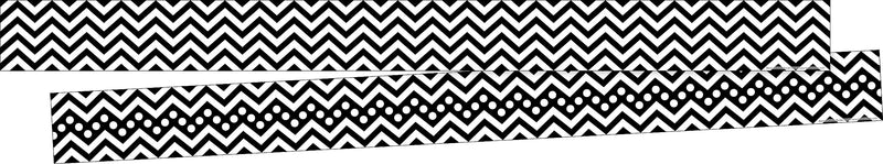 Barker Creek Double-Sided Border, 35" x 3", Black & White Chevron, 24/Pack (BC3695)