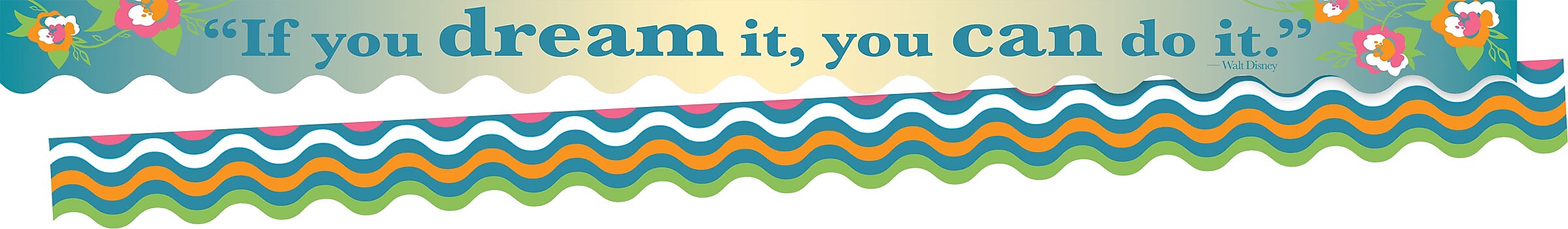 Barker Creek Double-Sided Scalloped Border with Quote, 36" x 2.25", You Can Do It!, 26/Pack (BC3699)