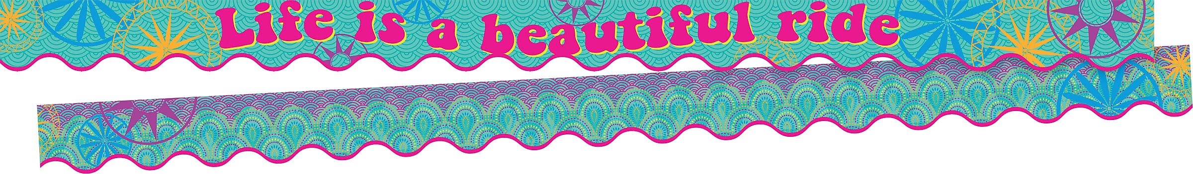 Barker Creek Double-Sided Scalloped Border with Quote, 36" x 2.25", Life is Beautiful, 26/Pack (BC3700)