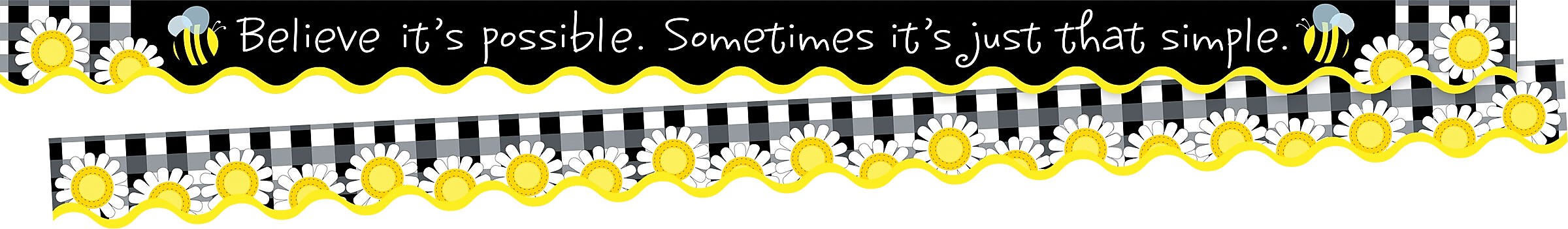 Barker Creek Double-Sided Scalloped Border with Quote, 36" x 2.25", Believe it's Possible, 26/Pack (BC3702)