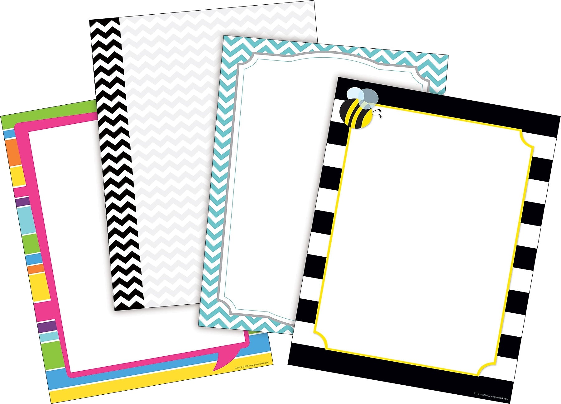 Barker Creek Chevron & Stripes Computer Paper, 8.5" x 11", 60 lbs., Assorted Colors, 200 Sheets/Pack (BC3723)