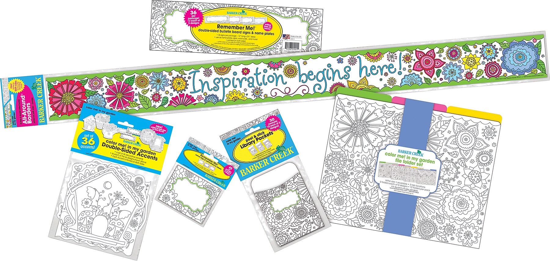 Barker Creek Color Me! In My Garden All Inclusive Décor Set, 171 Pieces/Set (BC3727)