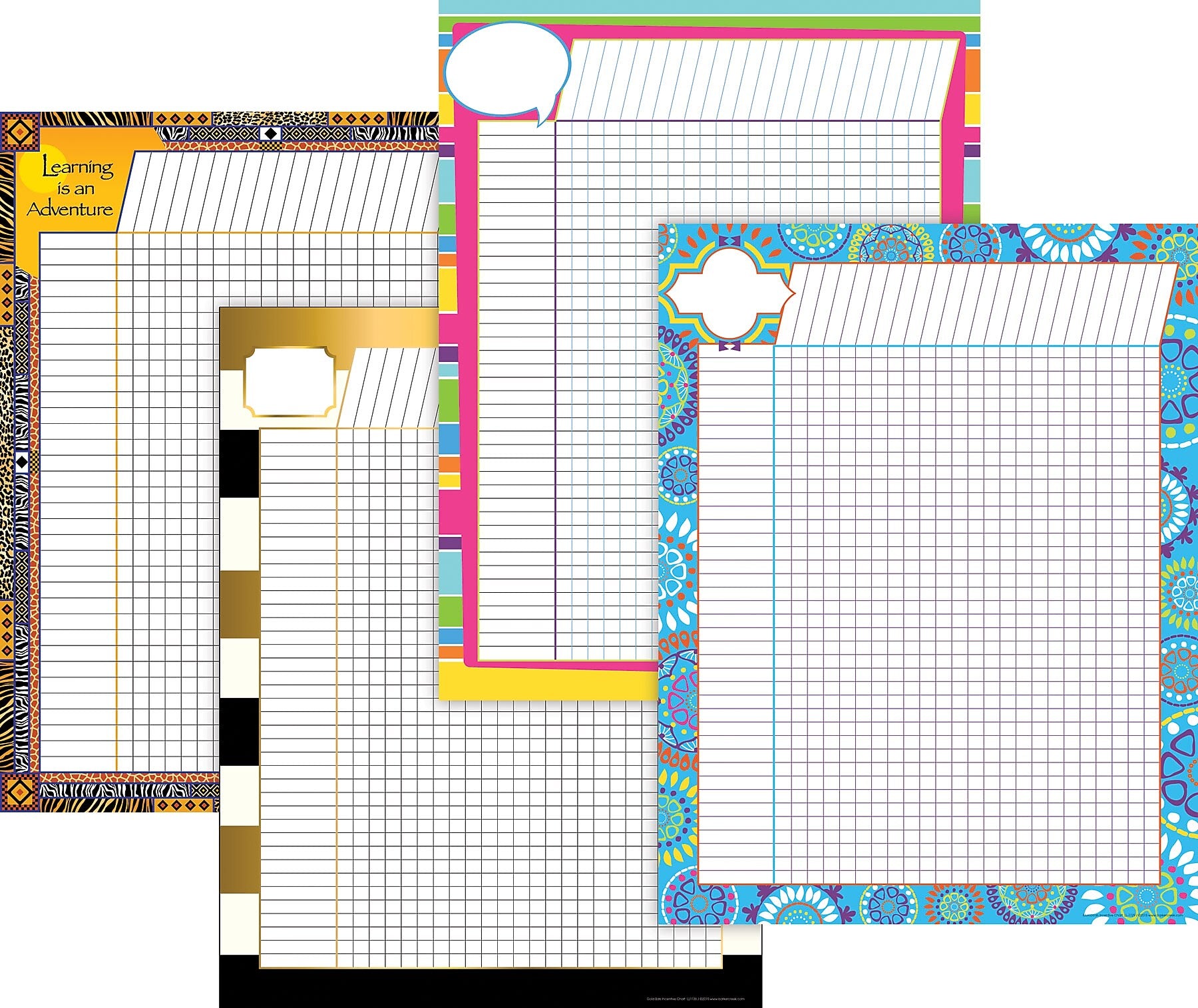 Barker Creek Elementary-Middle School Incentive Chart Set, 17" x 22", Multicolored, 4/Set (BC3735)