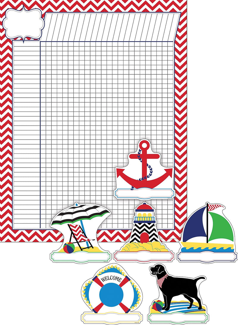 Barker Creek Nautical Chevron Incentive Chart and Accent Set, Multicolored, 37 Pieces/Set (BC3738)