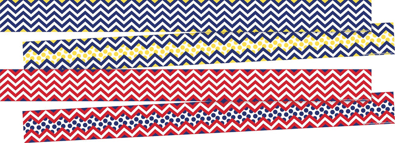 Barker Creek Double-Sided Border Set, 35" x 3", Chevron Nautical, 2 designs, 24/Set (BC3740)