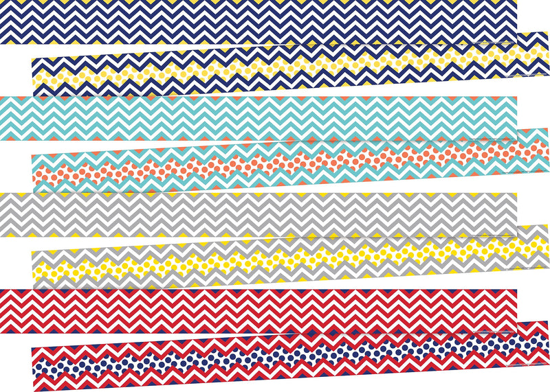 Barker Creek Double-Sided Border Set, 35" x 3", Chevron, 4 designs, 48/Set (BCP3530)