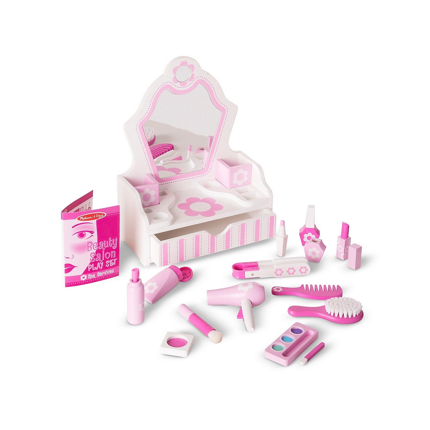 Melissa & Doug Wooden Beauty Salon Play Set with Vanity and Accessories (3026)