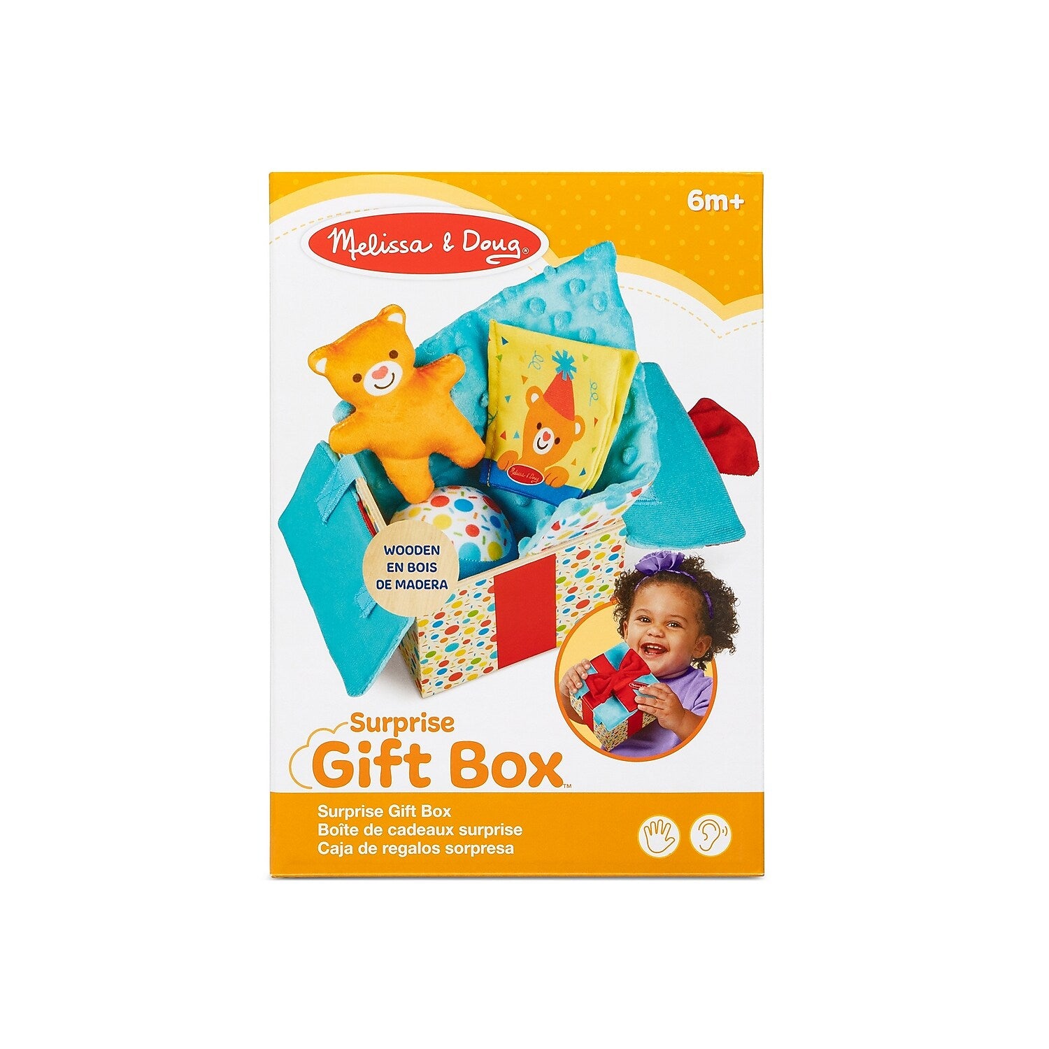 Melissa & Doug Wooden Surprise Gift Box Infant Toy, 5 Pieces (30731)