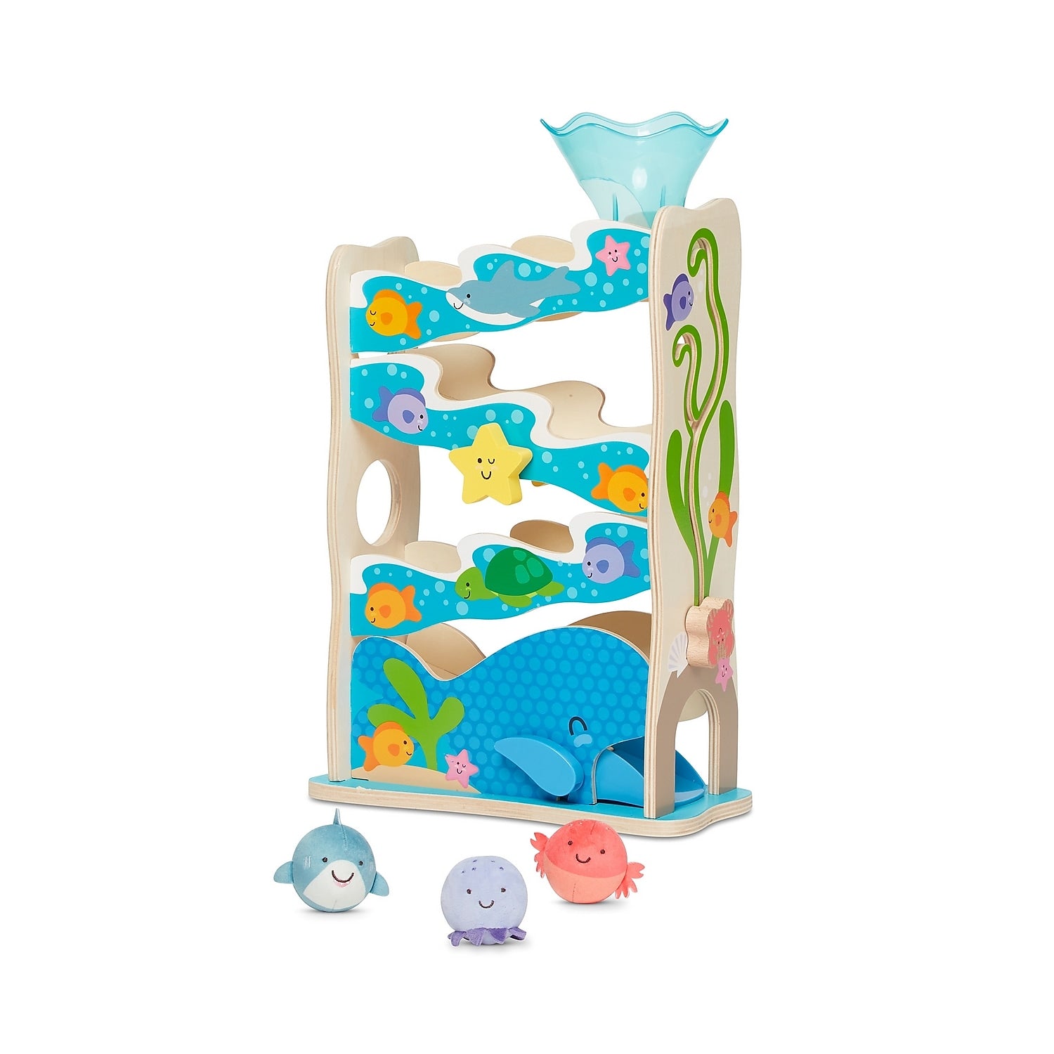 Melissa & Doug Rollables Wooden Ocean Slide Infant and Toddler Toy, 5 Pieces (30736)