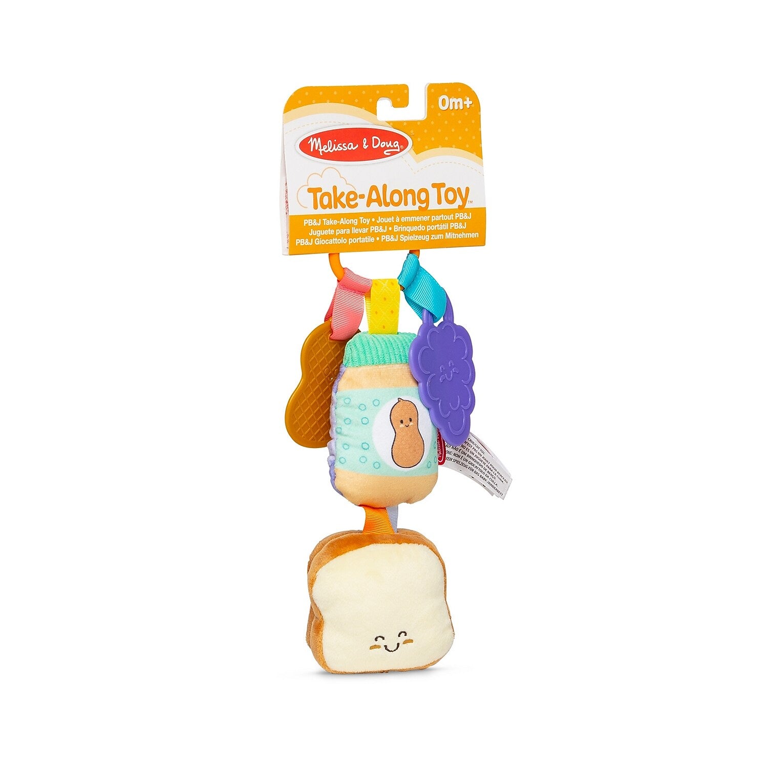 Melissa & Doug Multi-Sensory PB&J Take-Along Clip-On Infant Toy (30742)