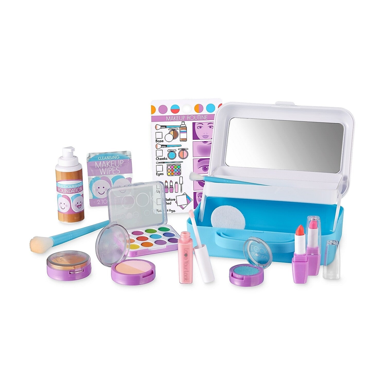 Melissa & Doug Love Your Look Pretend Makeup Kit Play Set, 16 Pieces (30142)
