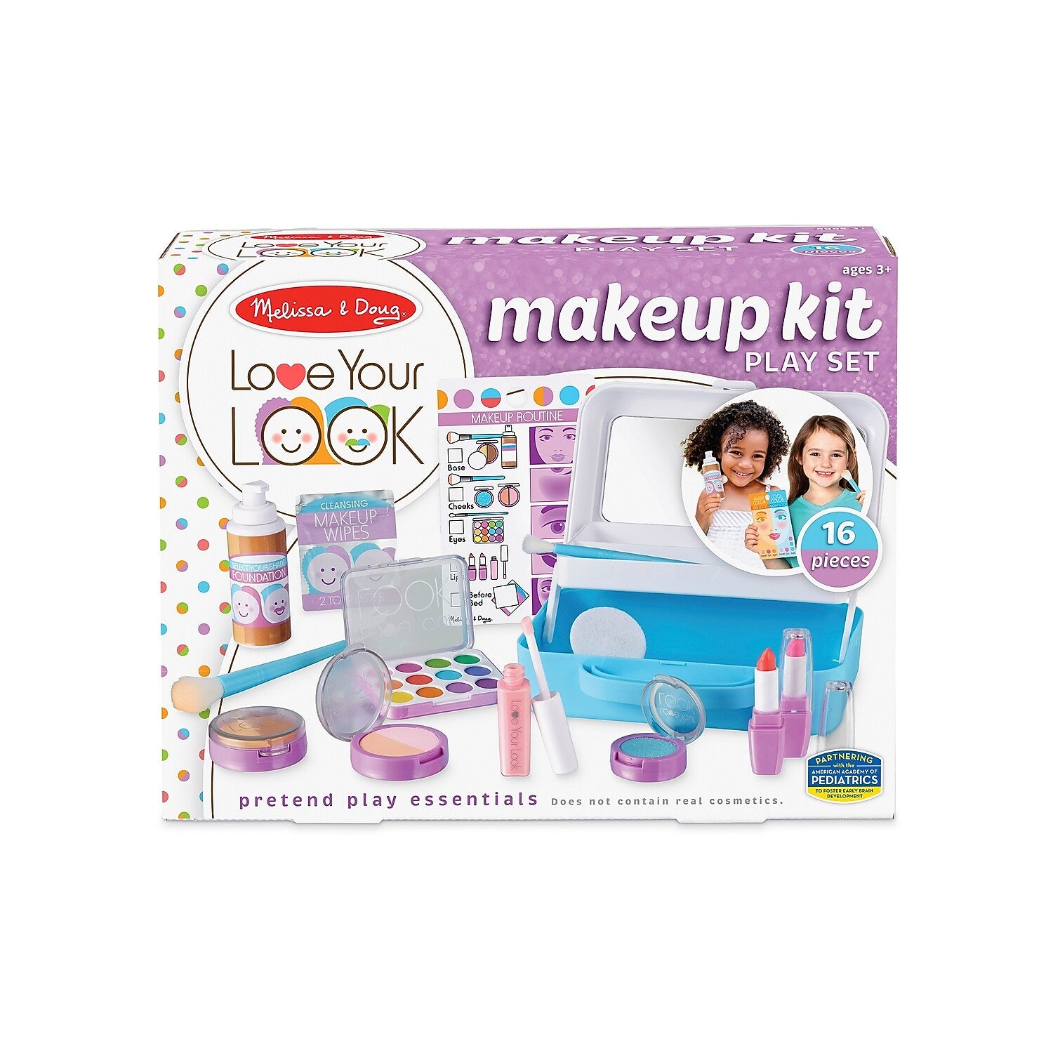 Melissa & Doug Love Your Look Pretend Makeup Kit Play Set, 16 Pieces (30142)
