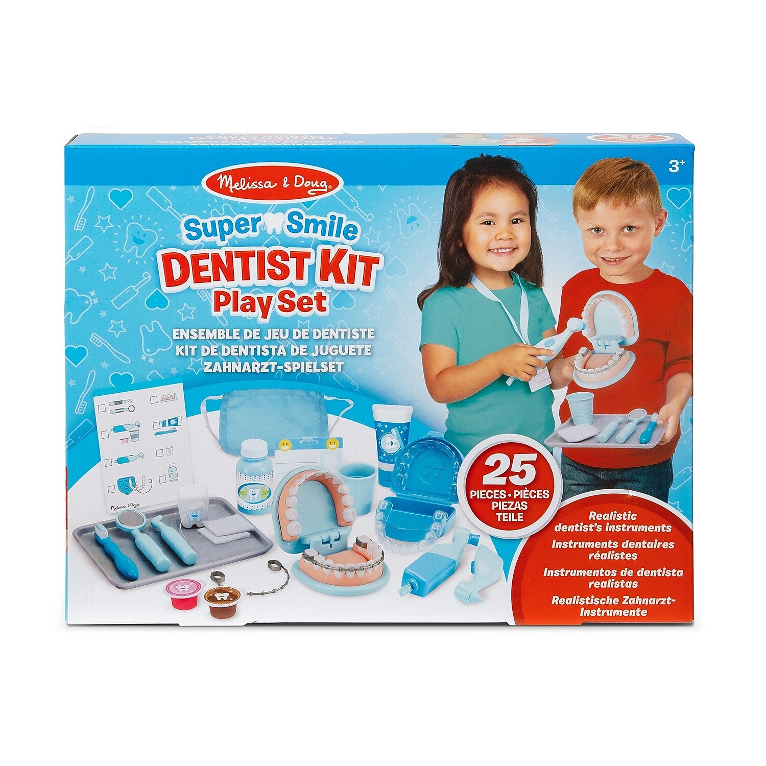 Melissa & Doug Super Smile Dentist Kit With Pretend Play Set of Teeth And Dental Accessories, 25 Pieces (8611)