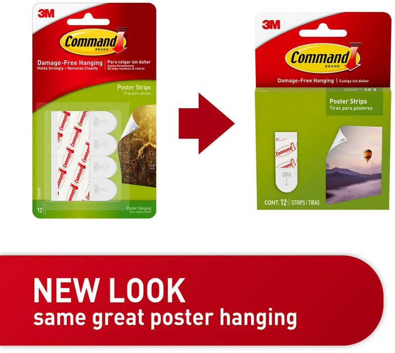 Command Poster Strips Value Pack, White, 12 Strips (17024ES)