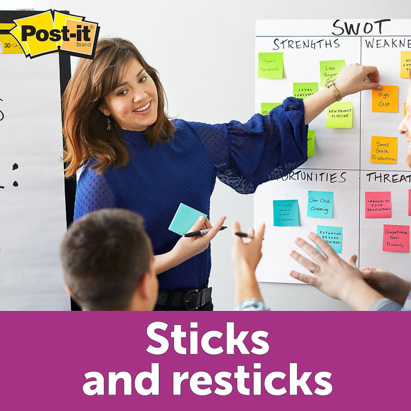 Post-it Super Sticky Notes, 3" x 3", Miami Collection, 90 Sheet/Pad, 24 Pads/Pack (MMM65424SSCYM)
