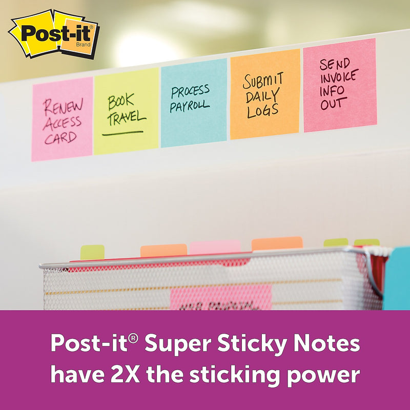 Post-it Super Sticky Notes, 3" x 3", Miami Collection, 90 Sheet/Pad, 24 Pads/Pack (MMM65424SSCYM)