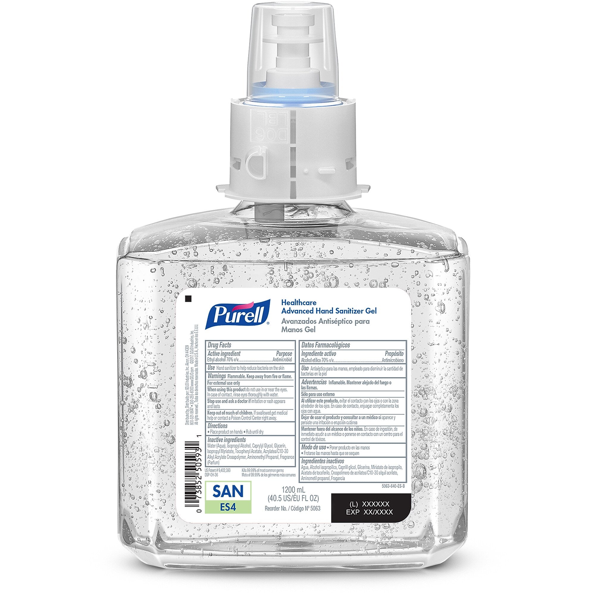 PURELL Advanced 70% Alcohol Gel Hand Sanitizer Refill for ES4 Dispenser, Citrus Scent, 1200 mL, 2/Carton (5063-02)