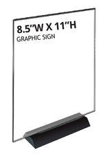 Azar Sign Holder, 8.5" x 11", Vertical, Table Top, Clear, Acrylic, 2/Box (108802)