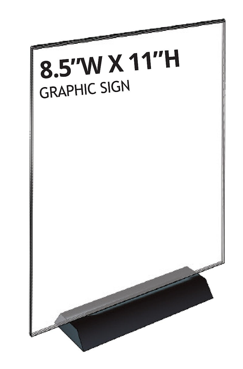 Azar Sign Holder, 8.5" x 11", Vertical, Table Top, Clear, Acrylic, 2/Box (108802)