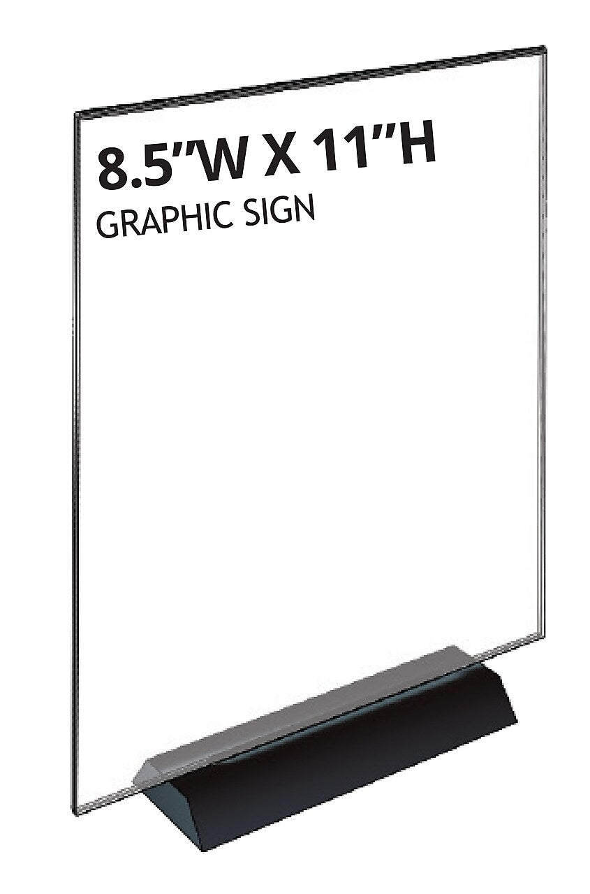 Azar Sign Holder, 8.5" x 11", Vertical, Table Top, Clear, Acrylic, 2/Box (108802)