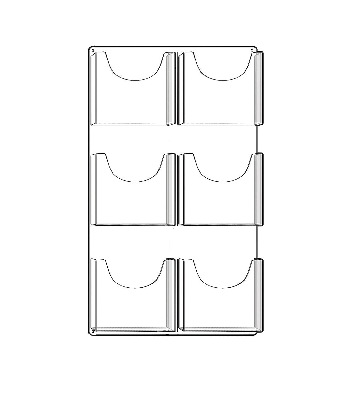 Azar Magazine Holder, 18.875" x 33.625", Vertical, Wall Mounted, Clear, Acrylic, 2/Box (252098)