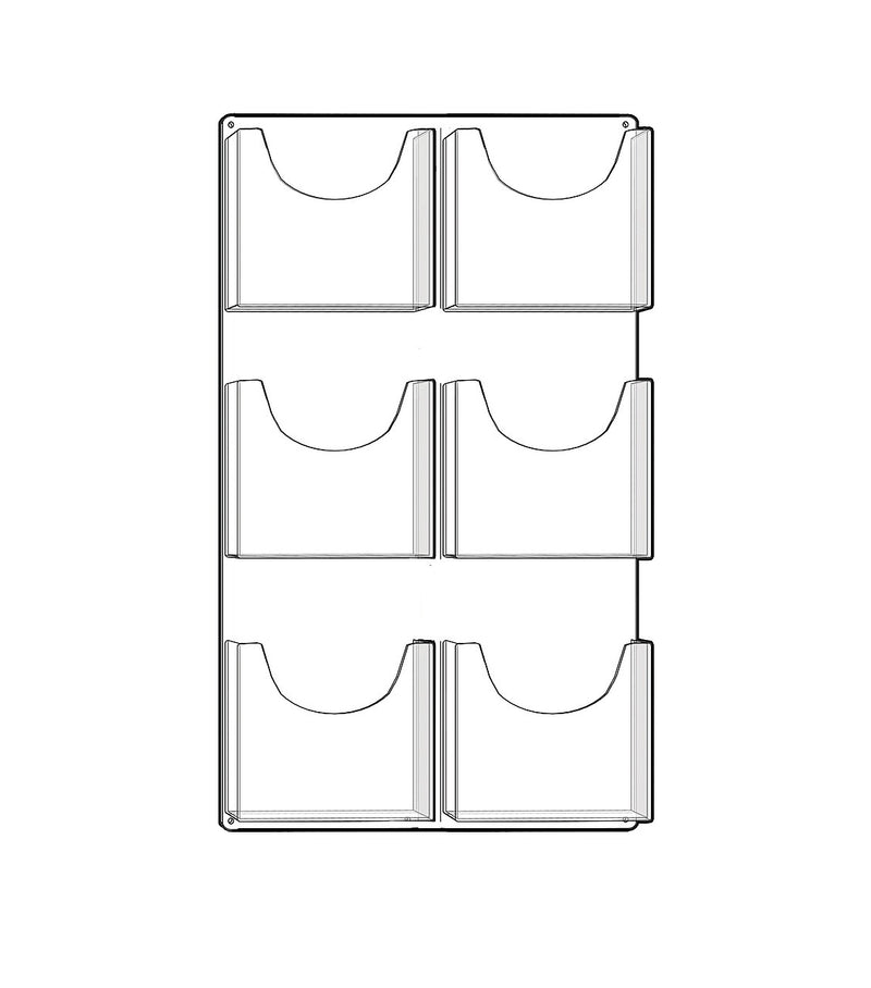 Azar Magazine Holder, 18.875" x 33.625", Vertical, Wall Mounted, Clear, Acrylic, 2/Box (252098)