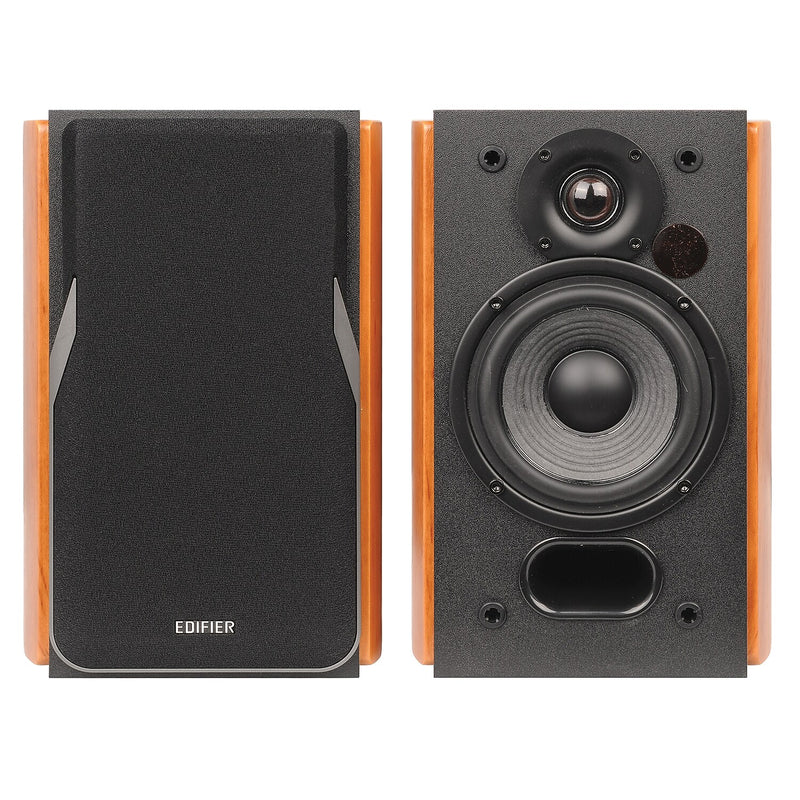 Edifier R1380DB 42W Continuous-Power Amplified Bluetooth Professional Bookshelf Speakers with Remote, 2-Count, Brown