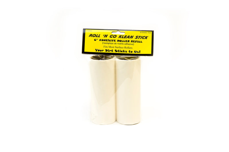Roll 'N Go 6" Adhesive Roller Refill, 30 Sheets, 2 Rolls/Pack, 6 Packs/Carton (ADR-Refill-6)