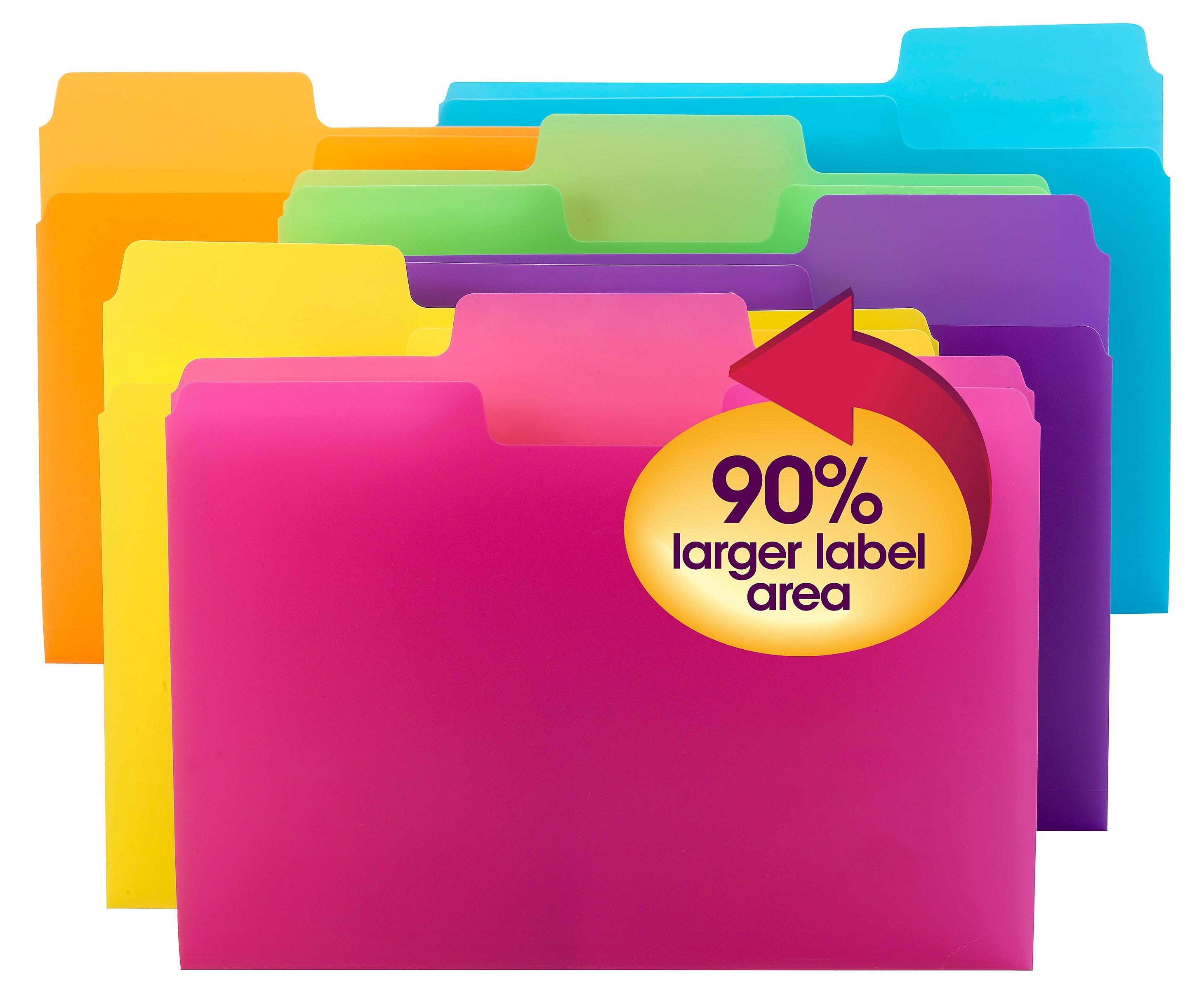Smead SuperTab File Folder, 1/3-Cut Tab, Assorted, Letter Size, Assorted, 18/Pack (10515)