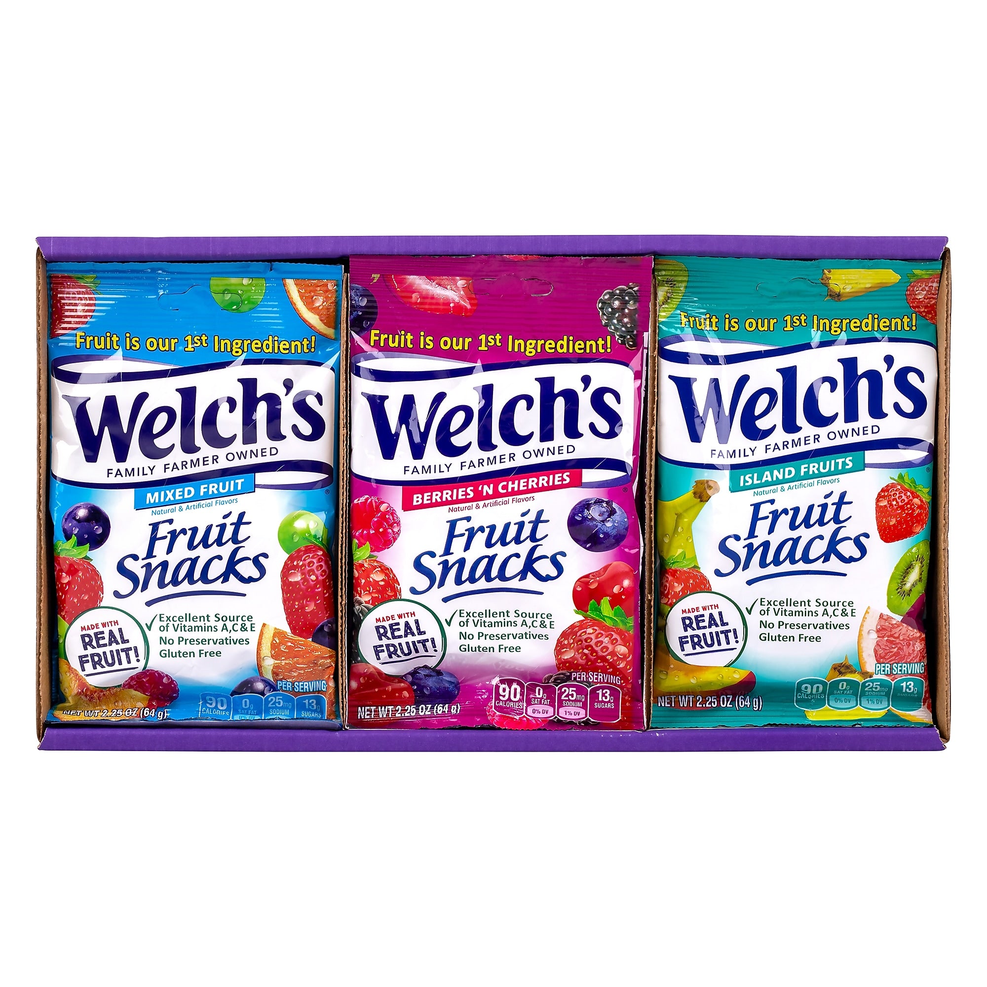 Welch's Gluten Free Mixed Fruit Snacks Variety Pack, 2.25 oz., 20/Pack (220-02253)