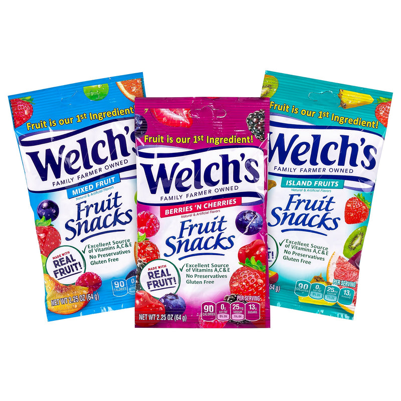Welch's Gluten Free Mixed Fruit Snacks Variety Pack, 2.25 oz., 20/Pack (220-02253)