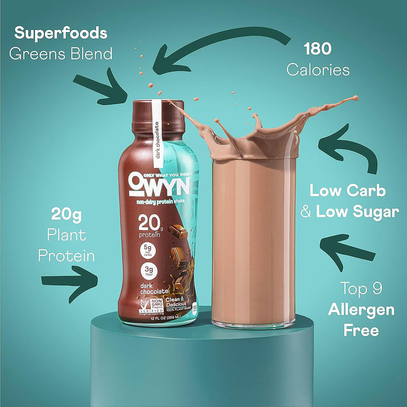 OWYN Dark Chocolate Protein Drink, 12 oz, 12/Pack (382-00001)