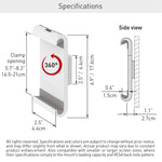 Barkan 360° Rotation Adjustable 7-12" Tablet Wall Mount, White (T50)