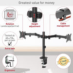 Barkan Adjustable Dual Arms, Up to 32" Monitor, Black (M142T)