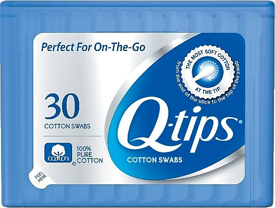 Q-tips Cotton Swabs Travel Pack, 30 Count, 36/Carton  (22127)